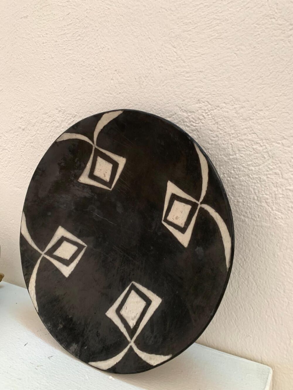 Authentic Ugandan Decorative Plate – Tribal Geometric Patterns